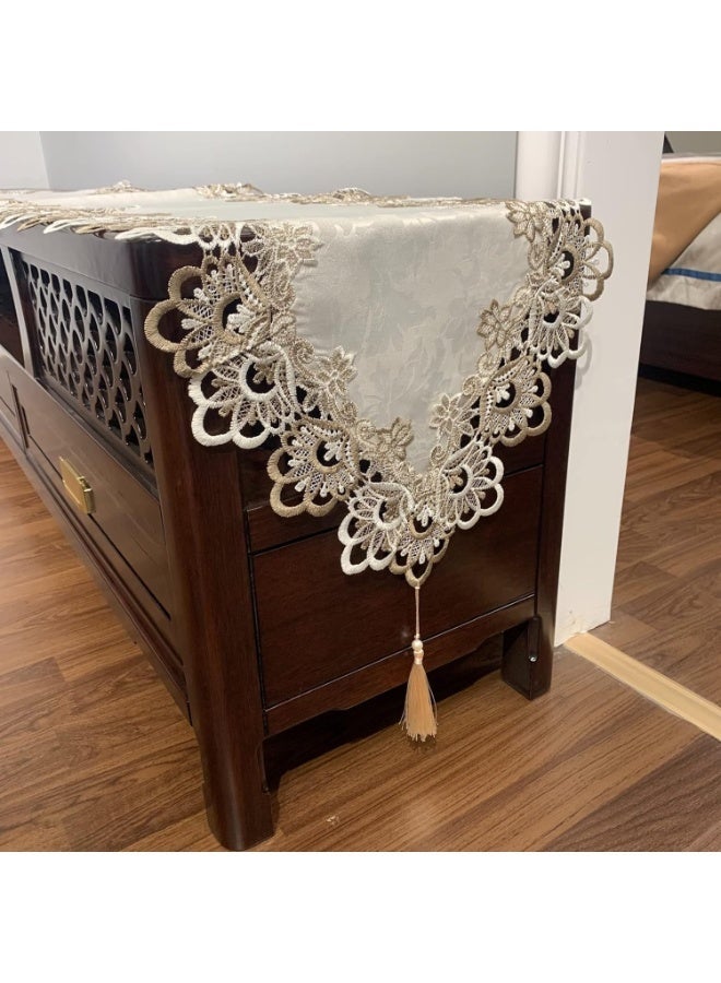 ChicAbode قائمة المنتجات ذات الصلة الدانتيل الأبيض الجدول الجاري للديكور المنزلي التطريز غطاء الجدول لتناول الطعام طاولات القهوة - Image 5